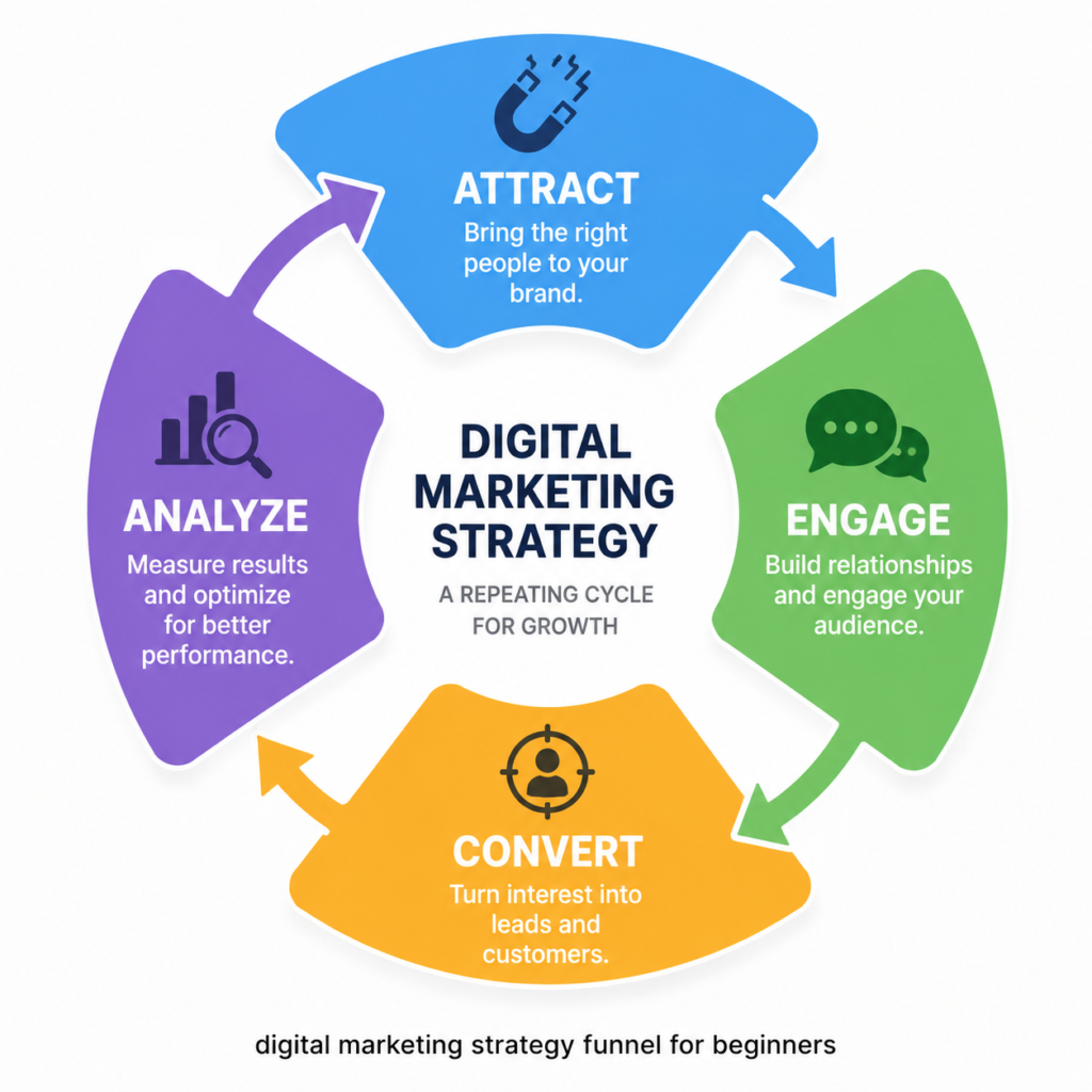 "digital marketing strategy funnel for beginners"]*